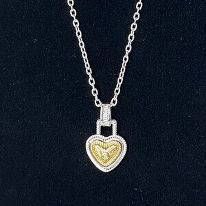 Heart Gold & Silver Tone Fashion Pendant & Chain